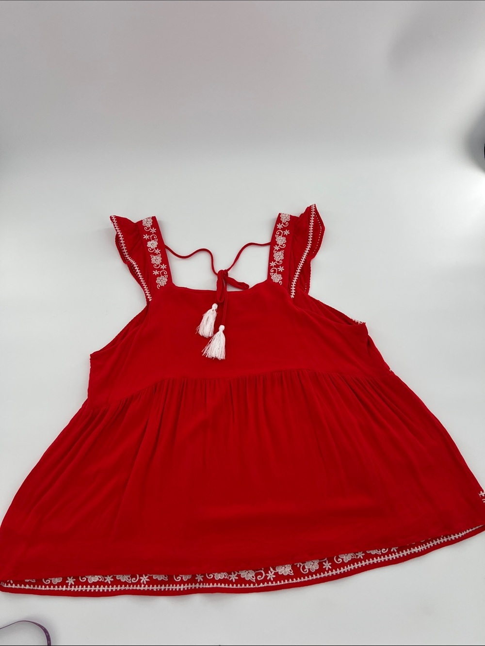 Savanna Jane Red Embroidered Ruffle Tank Top - Picture 7 of 7